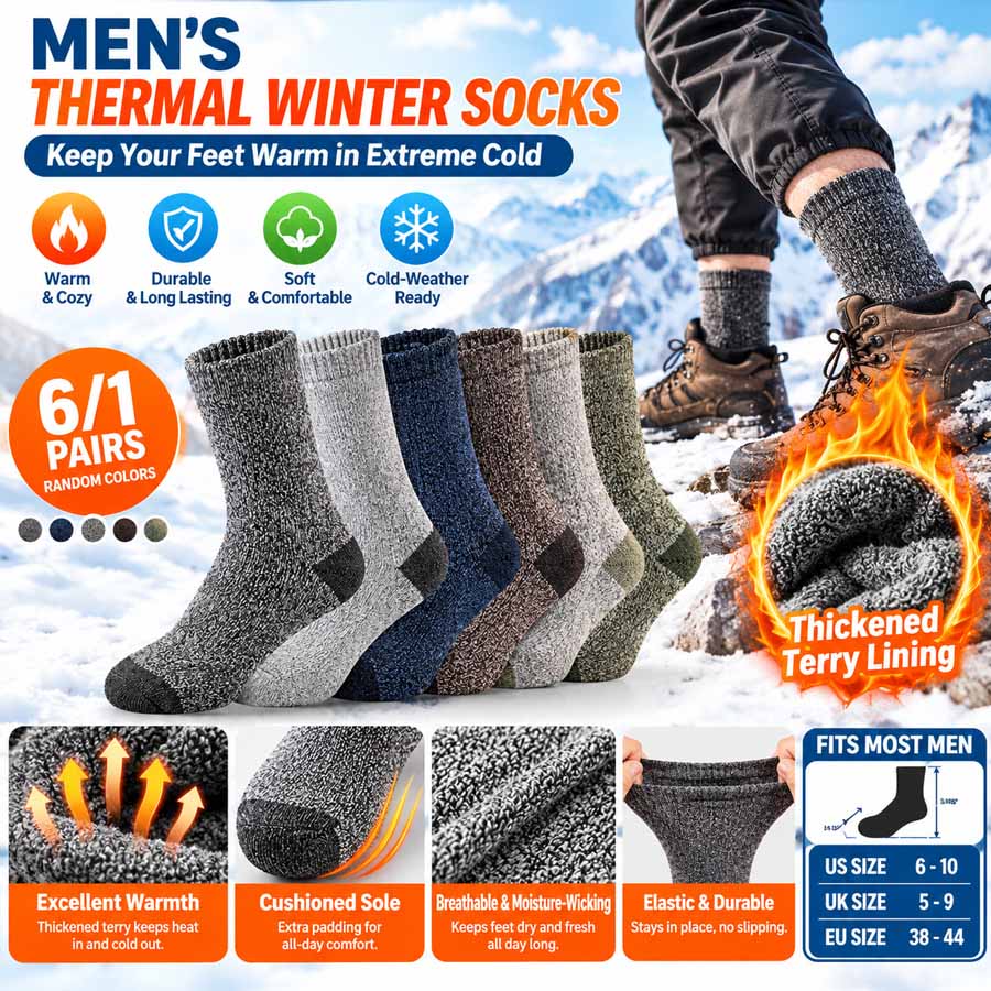 Fishing Socks - جوارب شتوية للرجال، مناسبة لركوب الدراجات،