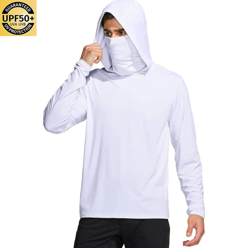 قميص صيد رجالي بلون موحد مع قل - مراجعة Fishing Mask Sun Protection وسعره